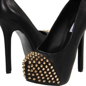 Steve Madden Bolddd Black & Gold Studded Platform Pumps Size 6.5 1201